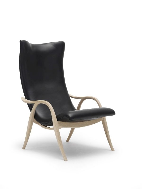 FH429 Signature Chair Sessel mit schwarzem Lederbezug und hellem Holzgestell von Carl Hansen & Søn.